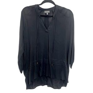 Black Rayon V-Neck Blouse Top